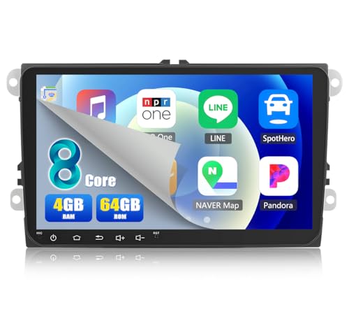 CAMECHO [4+64GB 8-Core] Android 15 Autoradio pour VW Golf 5 6 Polo Skoda Tiguan Touran Passat Jetta, Wireless Carplay Android Auto, 9 Pouces 2 Din Bluetooth...