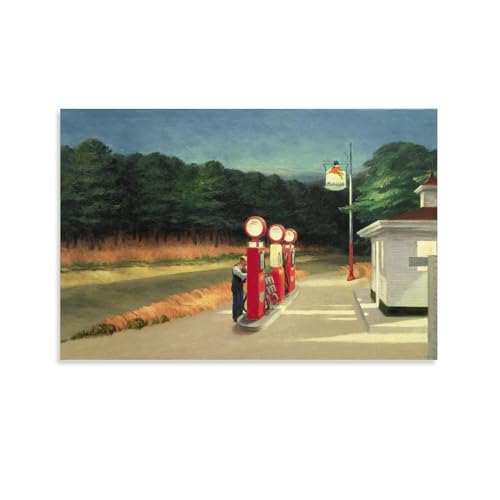 Edward Hopperエドワード・ホッパー《ガス・ステーション》ポスター アートパネル ポスター キャンバスウォールアート現代 印刷 版画 壁掛け 壁の絵 部屋飾り24x36inch(60x90cm)