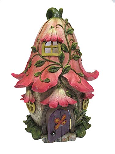 Pacific Giftware Mini Fairy Garden LED Lighted Fairy Cottage w/Movable Doors Decorative Miniature Fairyland Garden Display