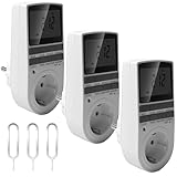 Temporizador de enchufe, 3 unidades Temporizador Digital, LCD Enchufe Temporizador Enchufe Temporizador con 16 Programas de Temporizador, Digital Eléctrico para Hogar y Oficina, Modo 12/24 h, Blanco