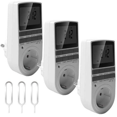 Behogan Lot de 3 prises programmables numériques, 3680 W, avec 10 programmes configurables, grand écran LCD, minuterie électrique, prise d'alimentation pour aquarium, pompe de piscine