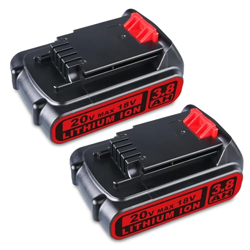 2 Pack 18V 3.8Ah LBXR20 Battery Replacement for Black and Decker 18V Battery Compatible with Black and Decker BL2018 LB20 LBX20 STC1820 Cordless Tools (20V Max)