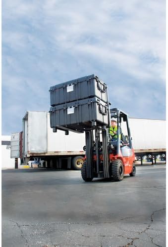 Forklift moving stacked Pelican 0550 cases