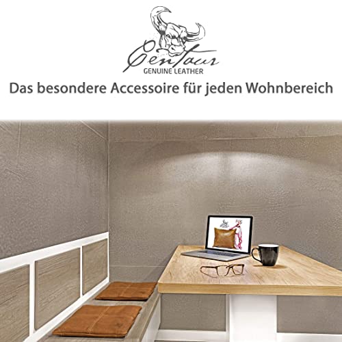 Centaur - Hochwertiges Leder Sitzkissen - Cognac Vintage 35x35 cm - Ideal für Stuhl oder Sitzbank - Abwaschbare Echtleder Stuhlkissen - Pflegeleichte Sitzauflage