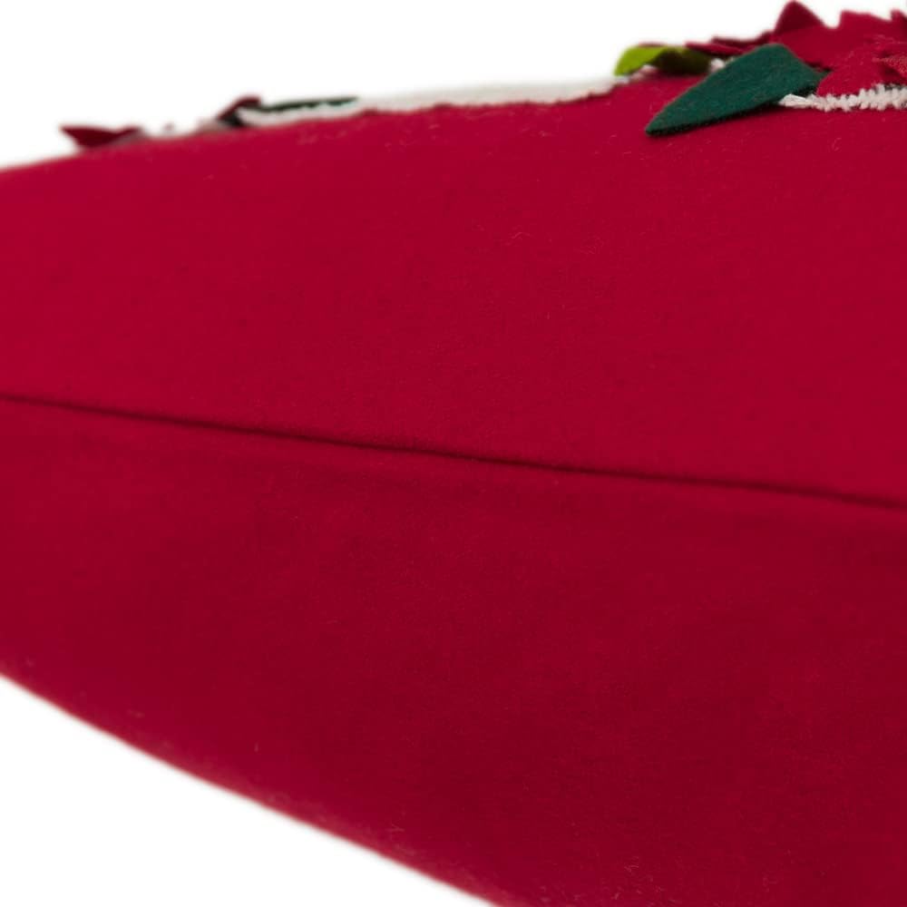 JWH Christmas Noel Throw Pillow Cover Decorative Poinsettia Pillowcase Holiday Cushion Cover Gold Bells Pillow Case for Farmhouse Couch Bed Decor 14x20 Inch Red Green