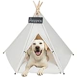 ANPPEX Dog Teepee, 32 Inch Cat Tent Teepee with Thick Cushion, Washable Pet Tent Teepee Dog Bed Cat House,XL Size for Medium and Large Dog,White