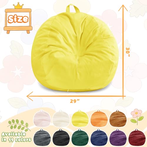 Image of Bean Bag Chairs for Kids - 2.5FT Round Memory Foam Furniture BeanBag Chair - Kids /Teens Bean Bag Sofa with Soft Micro Fiber Cover - Fluffy Couch for Playroom Living Room Bedroom, Yellow