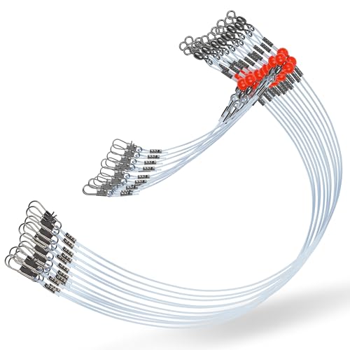 Fishing Leaders Saltwater Tackle Surf Fishing Rigs with Swivel Snaps High Strength Nylon Wire Leader Fishing Bottom Rigs Saltwater Fishing Gear Equipment(1rd-12pcs)