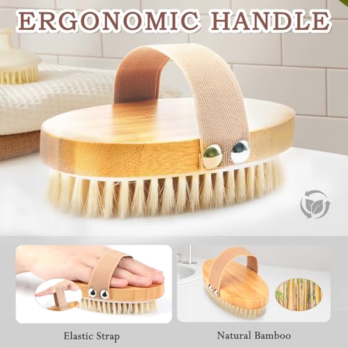 FREATECH 2-Pack Dry Brushing Body Brush Set for Lymphatic Drainage, Blood Circulation, Remove Dead Skin, Cellulite with Soft & Stiff Bristles, Wet or Dry Brushing for All Kinds of Skin - Image 3