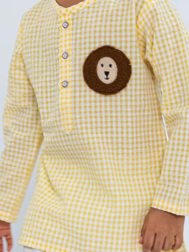 Image of POLKA TOTS 100% Cotton Traditional Nightwear Kurta Pyjama Set | Unisex Night Dress for Kids Girls & Boys | Summer Night Suits for Kids | Ethnic Indian Nightsuit | Cotton Night Suit Combo Set for Baby
