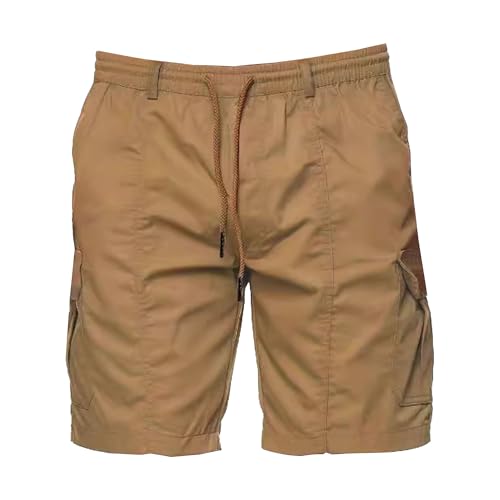 Short de travail décontracté multi-poches en coton kaki taille 36