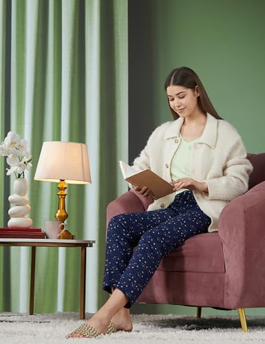 Image of Van Heusen Women's Printed Lounge Pants | Drawstrings & Side Pockets | Ultra Soft Fabric | Relaxed Fit | At home pyjamas | Everyday Comfort | Printed | Style 55306 | Available in Pack of 1 & 2