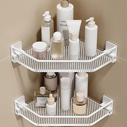 Étagère de rangement de douche blanche double layer trépied sans perforation - 2