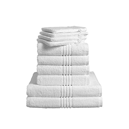 De Witte Lietaer 173936 Luxury Hotel Bad-Set, 4 Waschhandschuhe + 4 Handtücher + 2 Duschhandtücher, Baumwolle, Weiß