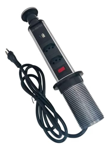 Torre De Tomadas Multiplug com 2 tomadas Usb + Usb C de Embutir Mesa Bancada escritorio