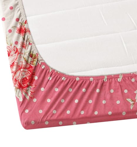 Image of DECORUM Glace Cotton All Around Elastic Fitted Single Bedsheet (72 inchx48 inch) with 1 Pillow Cover | Soft, Smooth & Wrinkle-Free Fabric | Fits Up to 6 inch Mattress | 200-220 TC