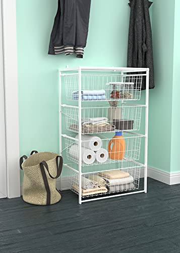 image for ClosetMaid Wire Basket 4 Drawer Organizer Unit with Shelf for Pantry, 
