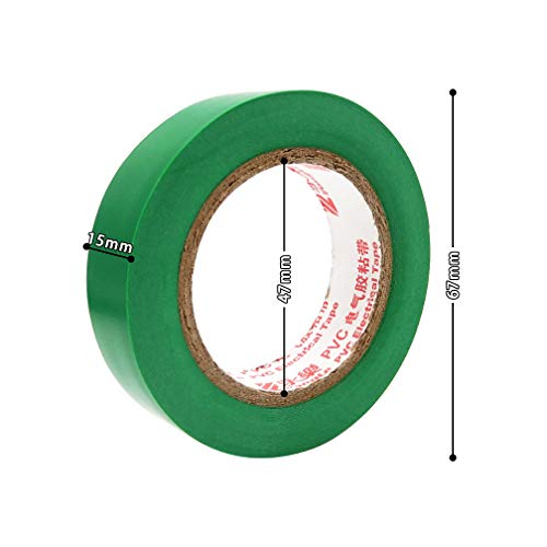 Image of Maveek 10 Rolls PVC Electrical Tapes, Self Adhesive Waterproof Insulation Green Tapes, Rated up to 600 Volts and 176 F, 15mmx15m(0.6 inch x 49.2ft)