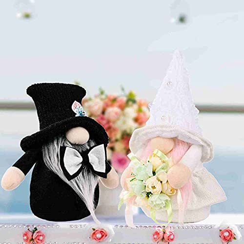 SUNyongsh Handmade Groom and Bride Gnome Suits Decorations, Standing Faceless Doll Figurine Wedding Gifts Handmade Wedding Dwarf Gnomes Set for Home Decor and Romantic Wedding Decorations