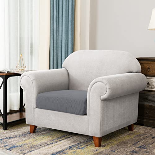 Image of CHUN YI Stretch Sofa Seat Cushion Cover, Fitted Couch Cushion Protector, Replacement for Individual Cushion Checks, Jacquard Sofa Seat Furniture Cover (1 Seater, Light Grey)