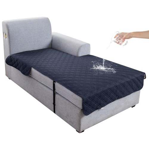 Image of Genina L Shape Couch Cover, Sectional Couch Chaise Covers, Waterproof Washable Sofa Covers for Right L Shape Chaise Lounge, Anti-Slip Sofa Slipcovers for Dogs Cats Pet Friendly(Navy Blue)