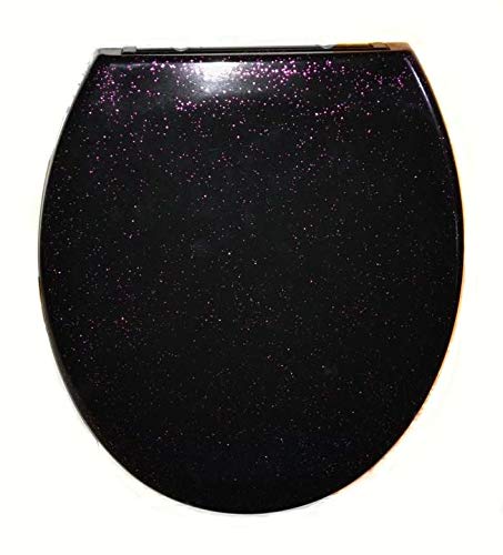 Black Pink Glitter Toilet Seat - Soft Close - Quick Release - Top or Bottom Fix