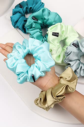 Image of Premium Satin Scrunchies for Women | Hair Bands, Ponytail Holders & Rubber Bands | Oversize, Fluffy, No-Damage Hair Ties | Girls Hair Accessories | Extra Large Size | Pack of 7