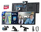 10.3-Inch HD Wireless CarPlay Screen for Car with Rotatable 4K Dash Cam