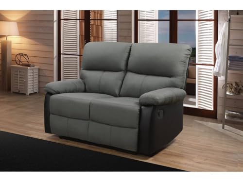 Canapé Relax 2 Places Lincoln PVC/Tissu Noir Habitat et Jardin