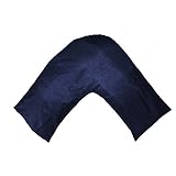 New Silky Soft Satin V Shaped / Tri / Boomerang Standard Pillow Case Cushion Cover Multiple Colors (Navy Blue)