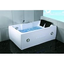 2 Person Massage Hydrotherapy White Corner Bathtub Tub, FREE Remote Control and Inline Water Heater 51A