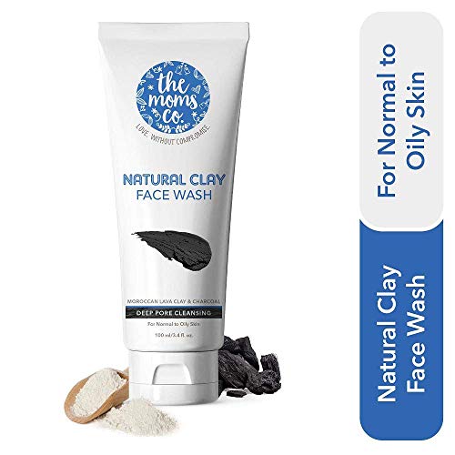 Image of The Moms Co. Natural Clay Face Wash with Moroccan Lava Clay & Activated Charcoal l Purifies,Detoxes &Glowing l Normal to Oily Skin 100ml