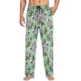 Visesunny Men's Pajama Pants - Funny Koala Animal Print, 100% Cotton Soft Sleepwear Lounge Pants, Lightweight With Drawstring & Pockets