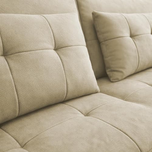Image of Casaliving Treshta Seater Pull-Out Premium Fabric Sofa Cum Bed Sofa Set for Living Room Premium Fabric Sofa Set for Living Room Sofa Cum Bed (Cream, 3 Seater)