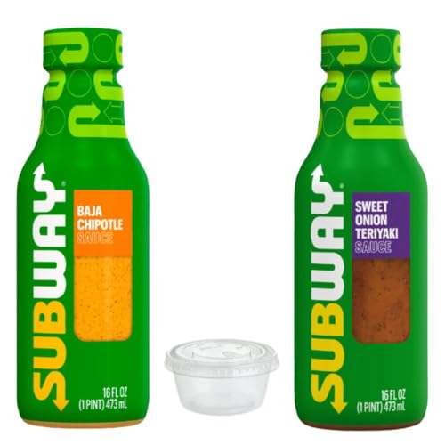 Generic Subways Sauce Bundle, Includes One (1) 16 oz Sweet Onion Teriyaki Sauce, One (1) 16 oz Baja...