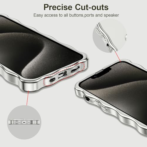 Coque iPhone 13 cadre bouclé design vague argenté - 3