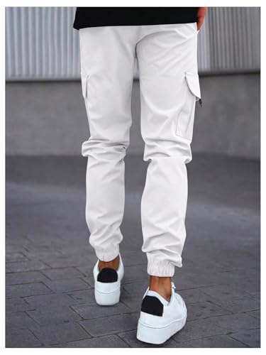 OYOANGLE Men's Drawstring Cargo Pants Flap Pocket Workout Athletic Joggers Lightweight Sweatpants3