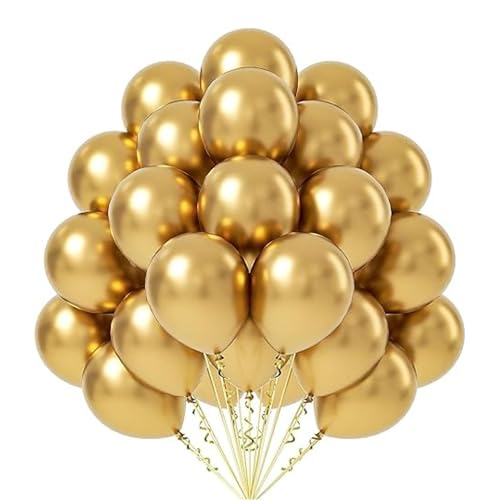 Image of Party Boomers Golden Metallic Balloons - 50 Pcs
