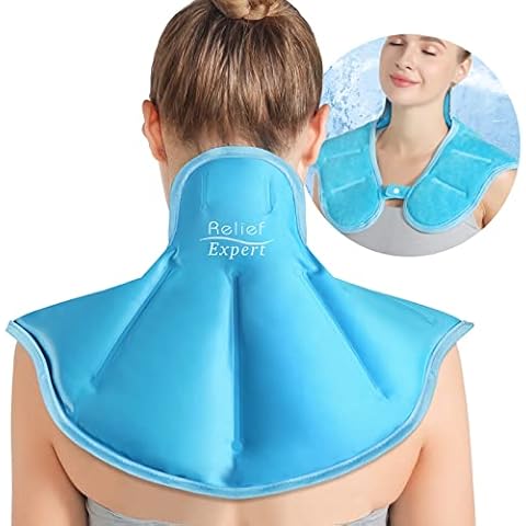 Relief Expert Ice Pack for Neck and Shoulders Reusable Neck Ice Pack Wrap with Cold Compress or Muscle Relaxing and Soothing, Neck Cold Pack for Shoulder and Upper Back Recovery - Blue Cover