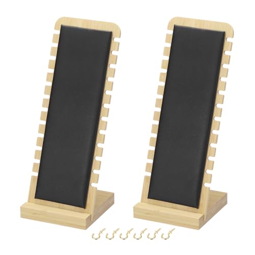uxcell 2pcs Wooden Necklace Display Stands for Selling, Tabletop Jewelry Display Boards, Necklace Bracelets Chains Organizer for Women Gift Black