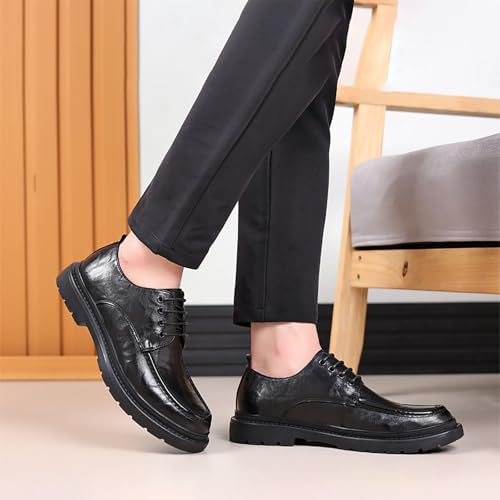 Men's Business Dress Slip-On Leather Shoes, British Style Thick Sole Breathable Casual Hand-Worn Texture, Comfortable & Stylish for Office & Casual Wear4