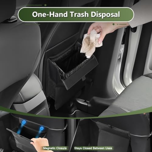 Image of for Car Trash Bag for 2020-2026 Ford Escape Rear Seat Hanging Trash Can with Magnetic Closure PU Leather Trash Bin Foldable Garbage Bag & Organizer
