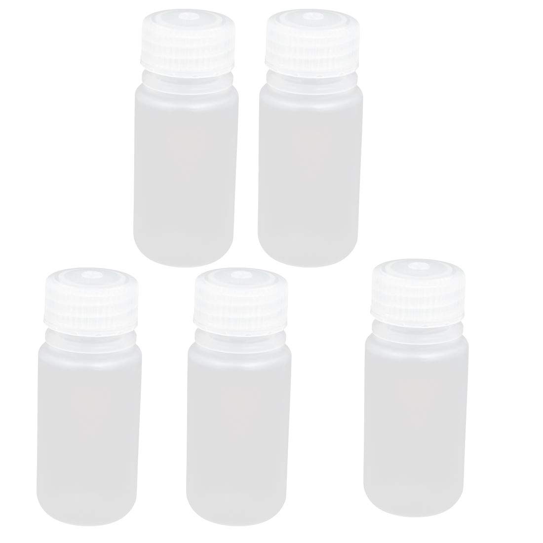 Aexit 5Pcs 50ml gauge HDPE Plastic Cylinder Wide Mouth Sample Bottle Clear