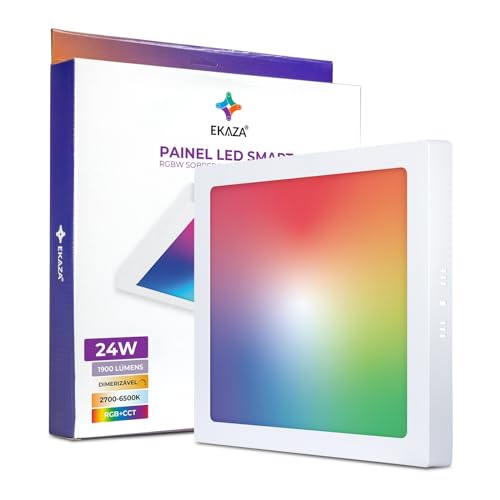 EKAZA Painel de LED Inteligente de Sobrepor Quadrado, 24W, RGB+CC...