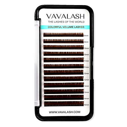 Colored Lash Extensions 0.07mm C Curl Brown Individual Volume Lashes Extensions 8-15 Mix Length Color Eyelash Extensions for Salon (Brown 0.07-C, 8-15mm)