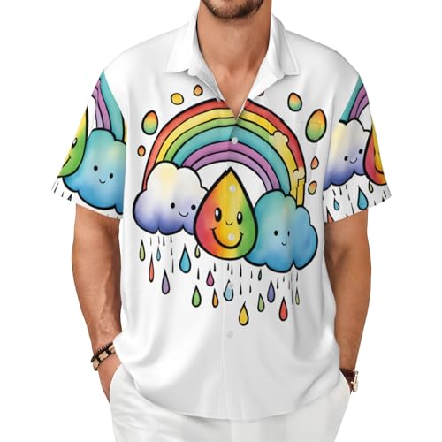 Chemise d'été homme douce et confortable à motif nuages arc-en-ciel coloré