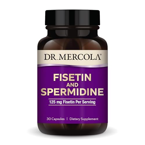 Dr. Mercola Fisetin and Spermidine, 125 mg + 1.2 mg, 30 Capsules, Non-GMO, Gluten-Free, Cellular Health Supplement