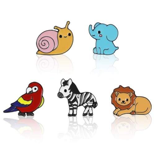 Pins de animales del bosque para mochilas infantiles y chaquetas con loro y cebra