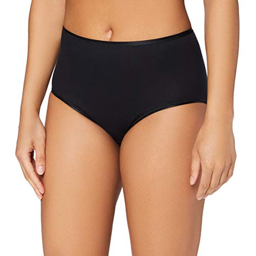 HANRO Women's Cotton Seamless Full Brief Panty, Black, Large