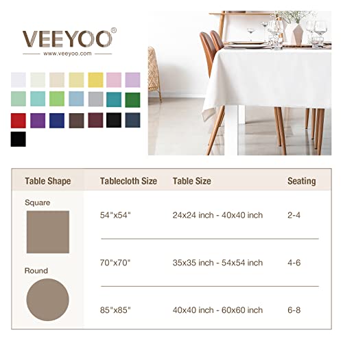 Veeyoo Square Tablecloth - 70X70 Inch Polyester Table Cloth Washable Wrinkle Free Dinner Tablecloth For Wedding, Party, Restaurant,Indoor And Outdoor Buffet Table - Silver Tablecloth #TOP5